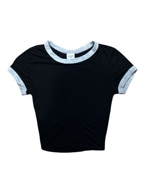 Destined Black & Heather Grey Contrast Ringer Tee XS